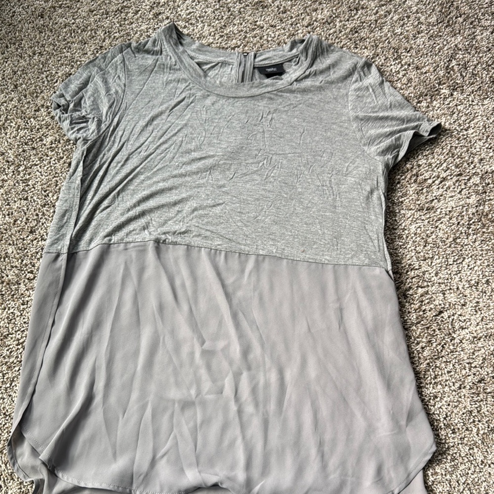 Massimo Gray Asymmetrical Short Sleeve Tee
